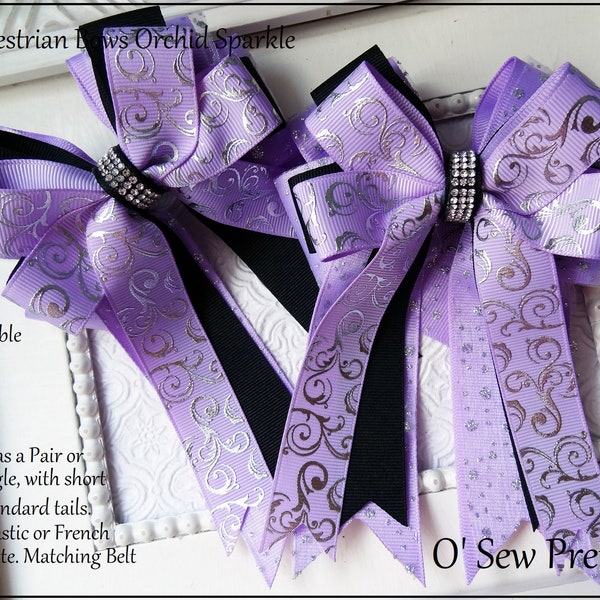 Horse Show Bows, light Purple Equestrian Bows, Shade belly bows, Short Stirrup bows, Equestrian Gifts, Fancy Bows for the horse shows