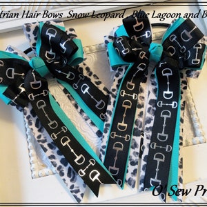 Equestrian Hair bows, Black and Grey horse show bows, Shadbelly. fancy black and Blue Horse show bows,