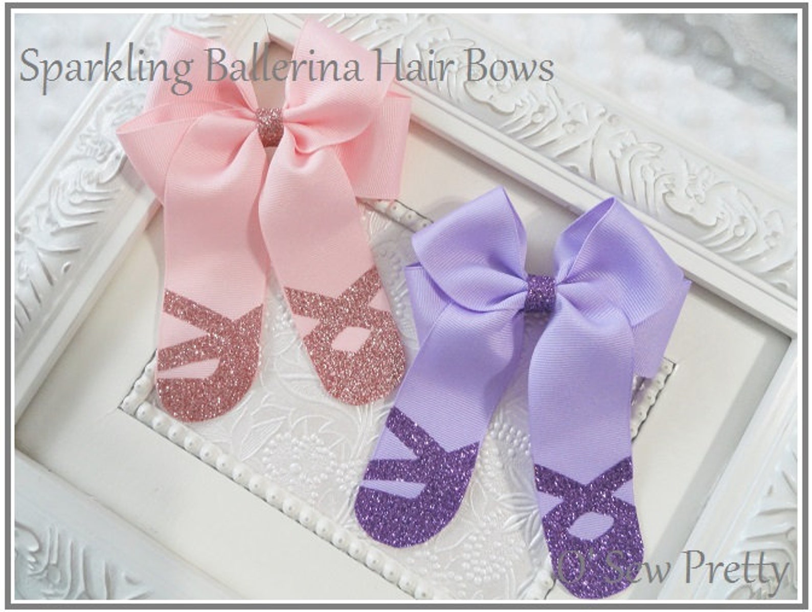 ballet hair bows, purple ballet hair bows, pink ballet toe shoe hair bows, dance hair bows, sparkling ballerina hair bow, ballet