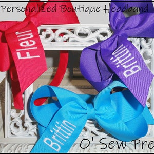 PERSONALIZED Headband, monogrammed headband, Initialed headband, embroidered headband, names on headbands, preppy personalized ribbon