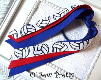 Volleyball Ponytail Streamer, Sports Ribbon Hair Tie, Team Colors