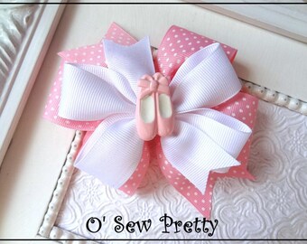 Pink Ballerina Hair Bow, Stacked Ribbon Dance Bow