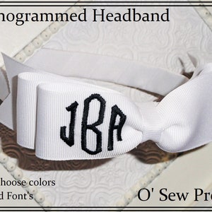 PERSONALIZED Tuxedo HEADBANDS, Monogrammed Headbands for girls, School Uniform Embroidered headbands, Preppy Headbands, headbands