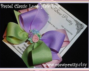 Pastel hair bows, Custom Hair Bows, stacked hair bows, multi colored hair bows, Girly hair bows, made to match hair bows, Easter Hair bows,