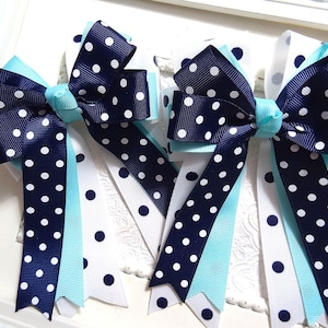 Equestrian hair bow, Navy horse show bows, Shad Belly, Leadline bows. Short Stirrup Bows, Equestrian Gifts, Bows for horse shows, Fancy pony