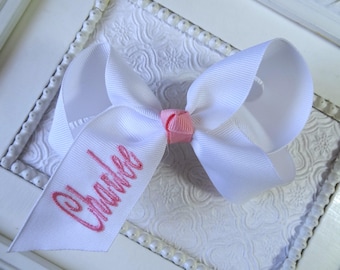 Lazo para el cabello personalizado, nombre bordado, lazo de cinta para niñas