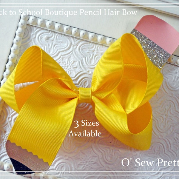 3-4-5-6" pencil hair bow, back to school hair bow, school hair bow, pencil bow for girls, pencil bow, back to school outfit