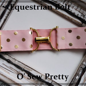Equestrian Belt, Adjustable Equestrian Surcingle Belt, Rose Gold Pink and Gold print horse show belts , childs Horse show belts,