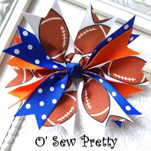Back to school bows, Football bows with team colors, School spiked Hair bow, Hair bows for girls, spiked cheer bows,