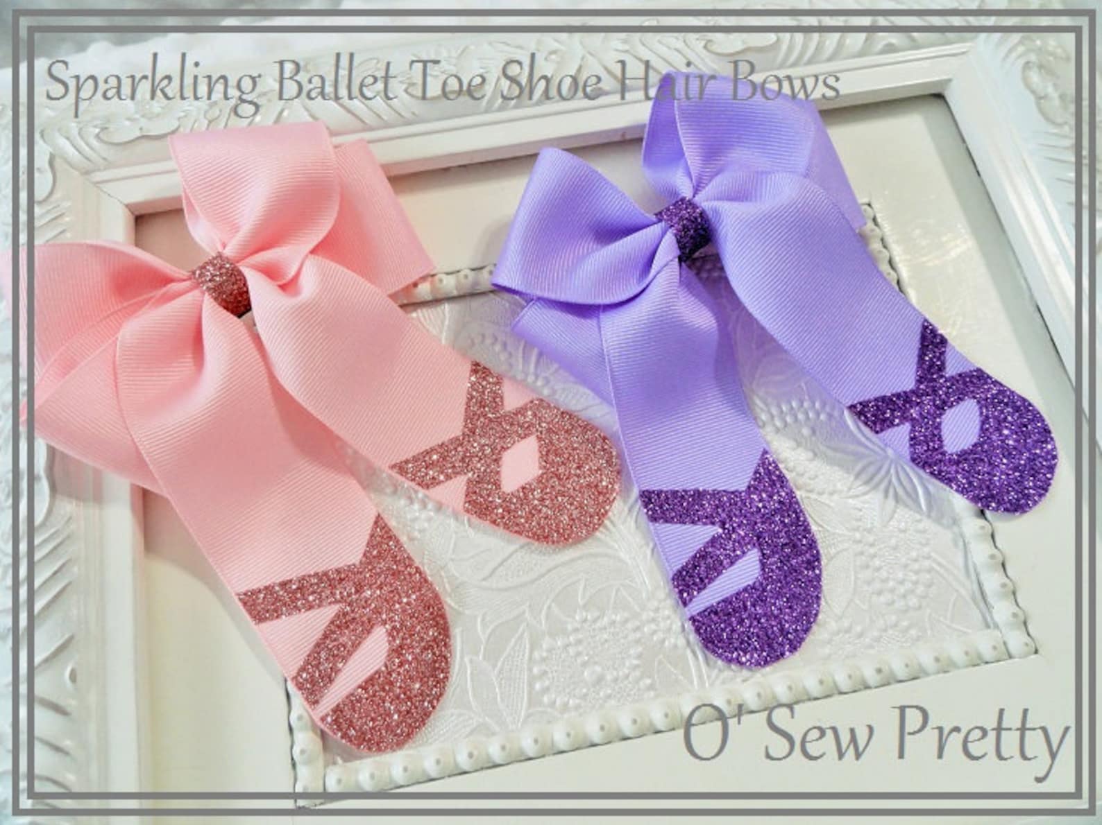 ballet hair bows, purple ballet hair bows, pink ballet toe shoe hair bows, dance hair bows, sparkling ballerina hair bow, ballet