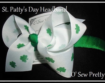 St. Patrick's Day HEADBANDS, Irish hair Bows, Shamrock ribbon HEADBANDS, Kelly Green HEADBANDS, Irish Headbands, Emerald green headbands