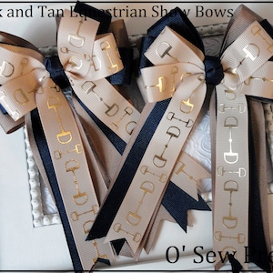 Equestrian Hair bows, Black and Tan Horse show bows, shade belly, Fancy Pigtail hair bows, Bows for horse shows, Leadline, Equestrian Gifts