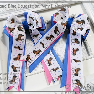 Equestrian hair Bows, pink and blue Horse Show Bows, Blue Show Bows, Short Stirrup Bows, Leadline Bows, Equestrian Bows, Pony trials
