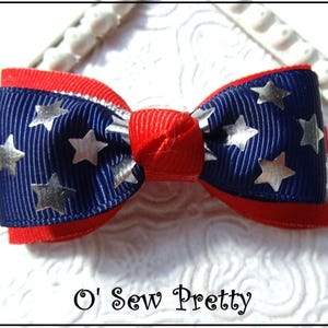 Fourth of July Hair Bows, Patriotic Hair Bows, Red white Blue Hair Bows, Nautical hair bows, Red stripe Stacked hair bows, Holiday hair bow
