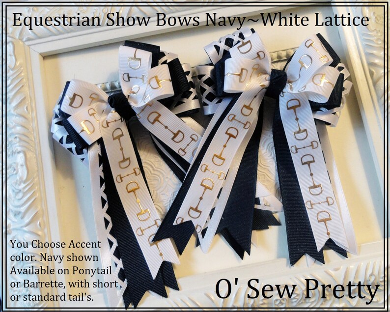 Equestrian Hair Bows Navy Horse Show Bows Snaffle Bit and Etsy
