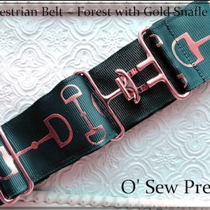 Equestrian Belt, GOLD FOIL Snaffle Bit Belt, Horseback rider belt, Horse show Belt, Gold Bits Surcingle Belt, Equestrian Gift,