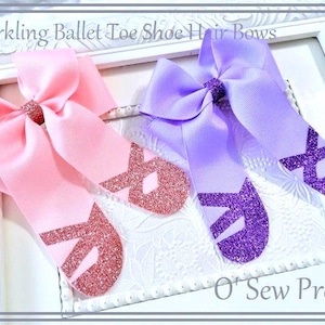 Ballet Hair Bows, Sparkling Ballerina Hair Bow, Pink Ballet Toe Shoe Hair Bows, Purple Ballet Hair Bows, Dance Hair bows, Ballet Hair bows,