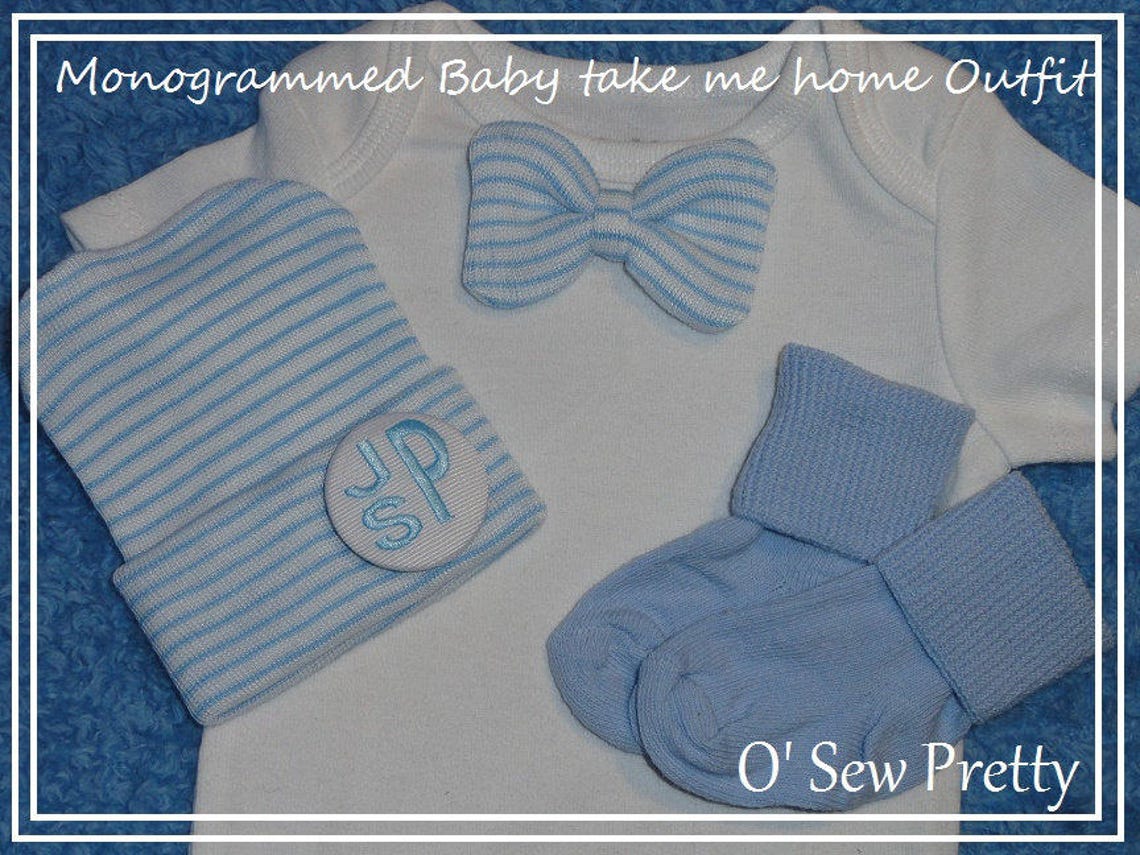 Newborn Boy Bowtie Outfit With Matching Hat and Socks Baby Etsy