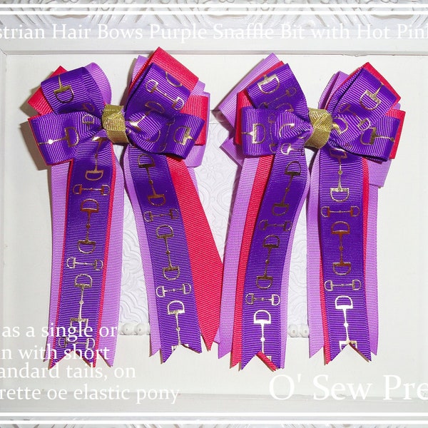 Purple Horse show bows, Equestrian Hair bows, horse show bows, Short Stirrup Bows, Leadline Bows, Fancy Pony Bows, Equestrian Hair bow Sets,