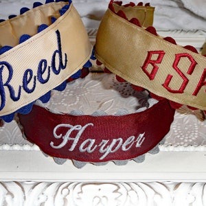 PERSONALIZED HEADBANDS with Ric Rac Trim, School uniform Monogrammed Headbands for girls, headbands with Childs name, Custom Headband