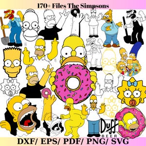 170 simpsons SVG Bundle Fun and Colorful Designs Perfect Set for DIY Projects Gift Ideas Parties, and Events All Characters and Graphics