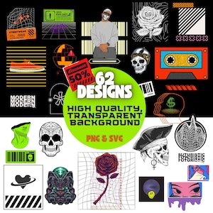 62 Professional Streetwear Designs: The Ultimate Bundle - High quality transparent background