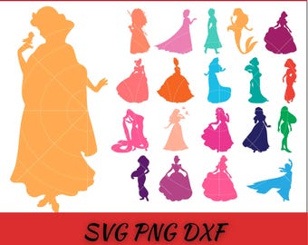 Princess Silhouettes SVG Bundle, Fairy Tale Cut Files (Digital Download)