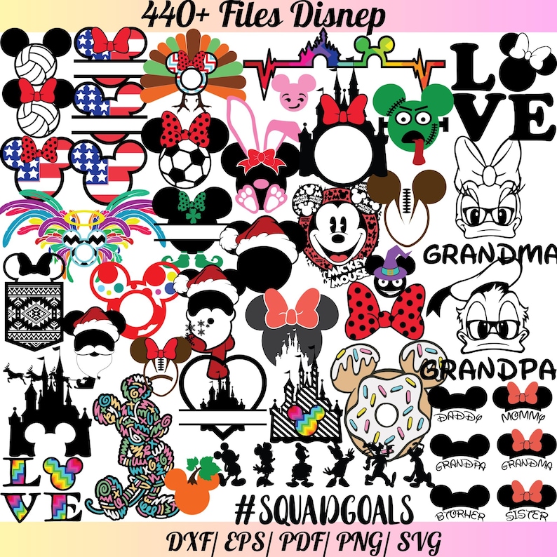 440 Disney SVG Bundle | Disney Characters SVG | Mickey Mouse Svg ...