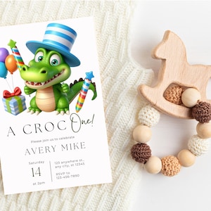 Petite invitation d'anniversaire de crocodile, invitation d'anniversaire de crocodile modifiable, invitation d'anniversaire imprimable, carte de crocodile, invitation numérique d'enfants
