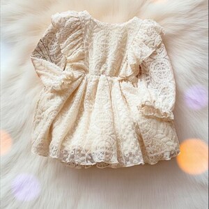 APRIL GIRL Long Sleeve Lace Flower Girl Dress – Cream, Tea-Length Or Floor-Length (Size 6-7 Years) - View #8