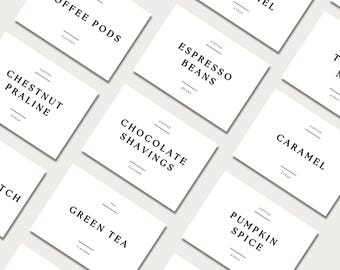 Etiquetas personalizables para jarabe de café, diseño minimalista (descarga digital)
