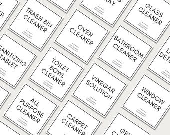 Customizable Cleaning Supply Labels, Minimalist Style (Digital Download)