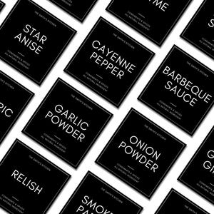Customizable Pantry Label Editable And Printable Labels Canva Template Sticker Labels Template for Jar Spices Black Minimalist Pantry Labels