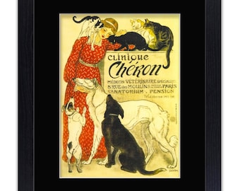 Clinique Cheron - Veterinaire - Mounted & Framed Vintage Print