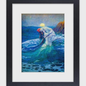 Mermaid  - Howard Pyle - Mounted & Framed Art Print