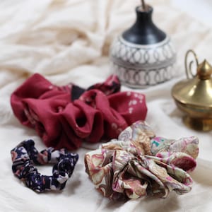 Recycled Sari Scrunchies 3-Pack: Bohemian Hair Ties