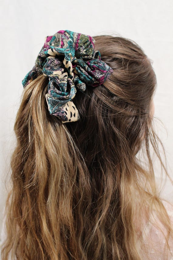 Bohemian XXL Scrunchie: Recycled Sari Fabric Hair Tie - Etsy display picture 1