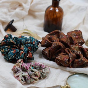 Recycled Sari Scrunchies 3-Pack: Bohemian Hair Ties
