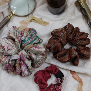 Vintage Sari Scrunchies 3-Pack: Handmade Silk Hair Ties