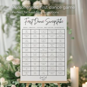Personalised first dance wedding poster, reception game print, guess the song