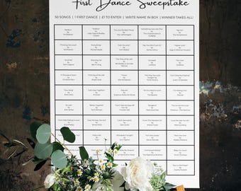 Póster del sorteo de bodas &quot;Primer Baile&quot;: Juego de recepción, impresión de seda personalizada