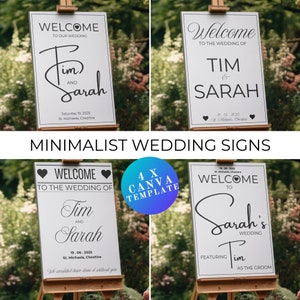 Minimalist Wedding Welcome Sign Template, Modern Welcome Wedding Sign, Editable Wedding Signage, Printable, Canva INSTANT Download