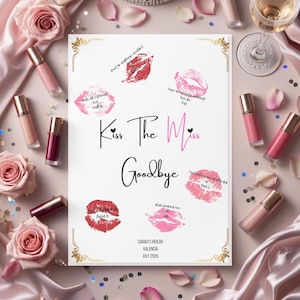 Kiss the Miss Hen Do Poster: Personalized Bridal Shower Keepsake Silk Print
