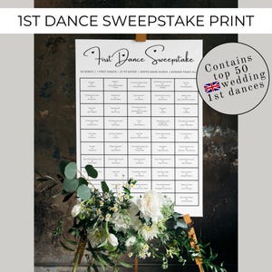 Cartaz personalizado de sorteio de casamento de primeira dança - impressão física, jogo de recepção, atividade de primeira dança, decoração de casamento