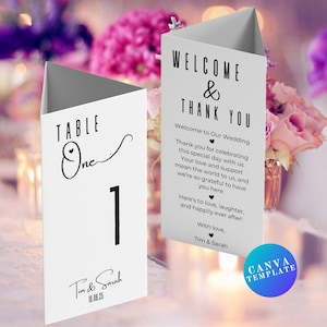 Minimalist Wedding Table Numbers Canva Template | Wedding Decor | Digital Download for Modern Wedding Ideas | Table Names | Digital Products