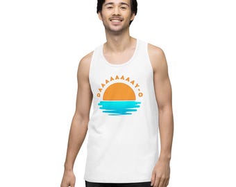 ¡DAY-O! Camiseta sin mangas Sunshine Sunrise Calypso / Ropa de hombre inspirada en Harry Belafonte / Camiseta de verano