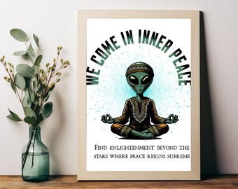 Meditative Alien Art Print, Zen Decor (Digital Download)