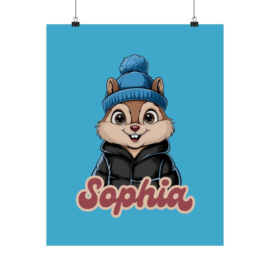 Personalized Woodland Winter Chipmunk Print, Nursery Art, Children's ...