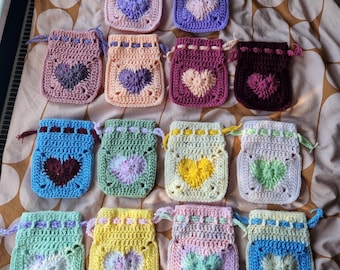 Handmade Crochet Drawstring Pouches