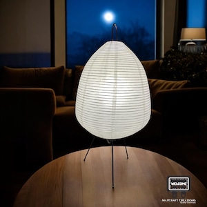 Lampada decorativa in carta giapponese, lanterna in carta giapponese da comodino, luce LED calda con spina, lampada da tavolo decorativa